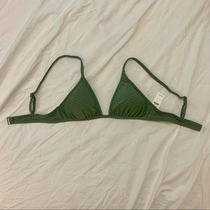 Aerie Jacquard Triangle Bikini Top, Olive Green, Small, NWT